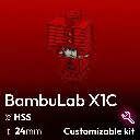 Customizable Kit BambuLab X1C Clone, Starlex DHB D2.5x24 Base set, Hardened Stainless Steel Nozzle, 2x MCH 24V Heaters 24/30W, Thermistor