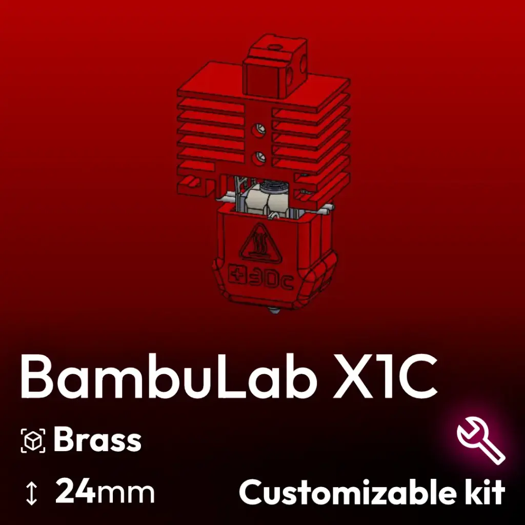 Customizable Kit , BambuLab X1C Clone, Starlex DHB D3x24 Base set, Brass Nozzle, 2x MCH 24V Heaters 24/30W, Thermistor