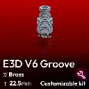Customizable Kit E3D V6 Groove HS, Starlex DHB D3x22.5 Base set, Brass Nozzle, 2x MCH 24V Heaters 24/30W, Thermistor