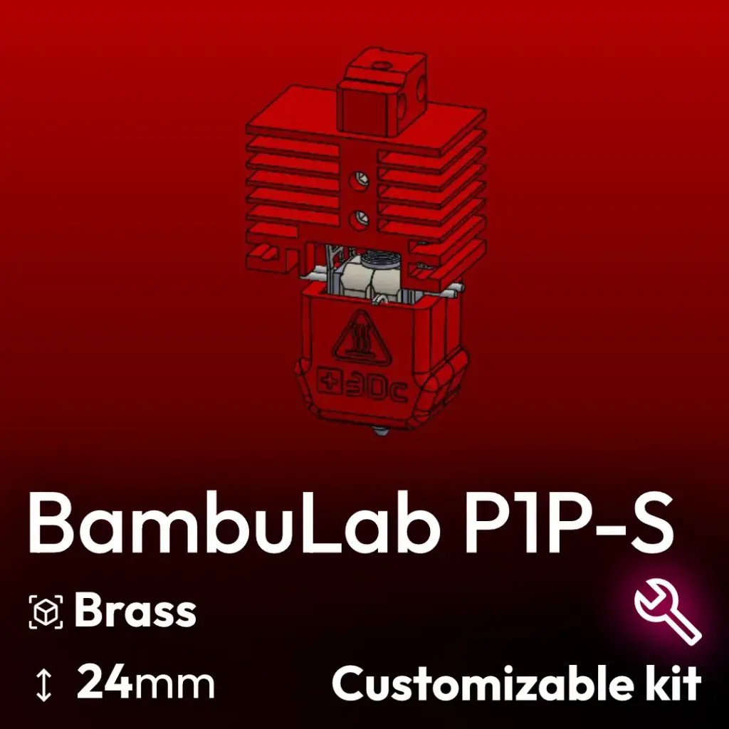 Customizable Kit  BambuLab P1P-P1S Clone, Starlex DHB D3x24 Base set, Brass Nozzle, 2x MCH 24V Heaters 24/30W, Thermistor