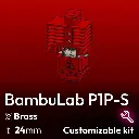 Customizable Kit  BambuLab P1P-P1S Clone, Starlex DHB D3x24 Base set, Brass Nozzle, 2x MCH 24V Heaters 24/30W, Thermistor
