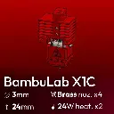 Full Kit, BambuLab X1C Clone, Starlex DHB D3.0x24, 4x Brass Nozzle Set, 2x MCH 24W 24V Heaters, 1x Thermistor NTC 100K 3950