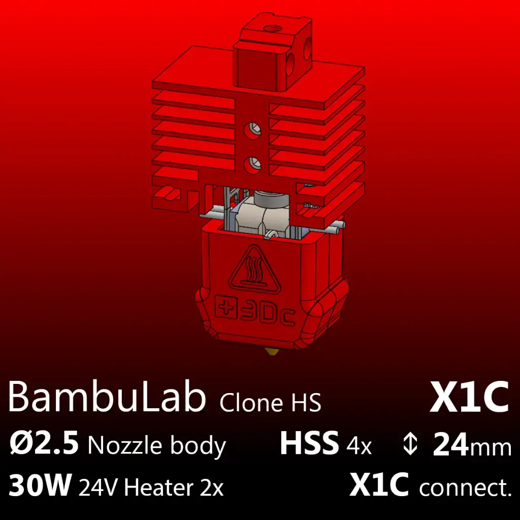[S3DC-KIT-BLX-252430-804] Full Kit BambuLab X1C Clone, Starlex DHB D2.5x24, 2x30W