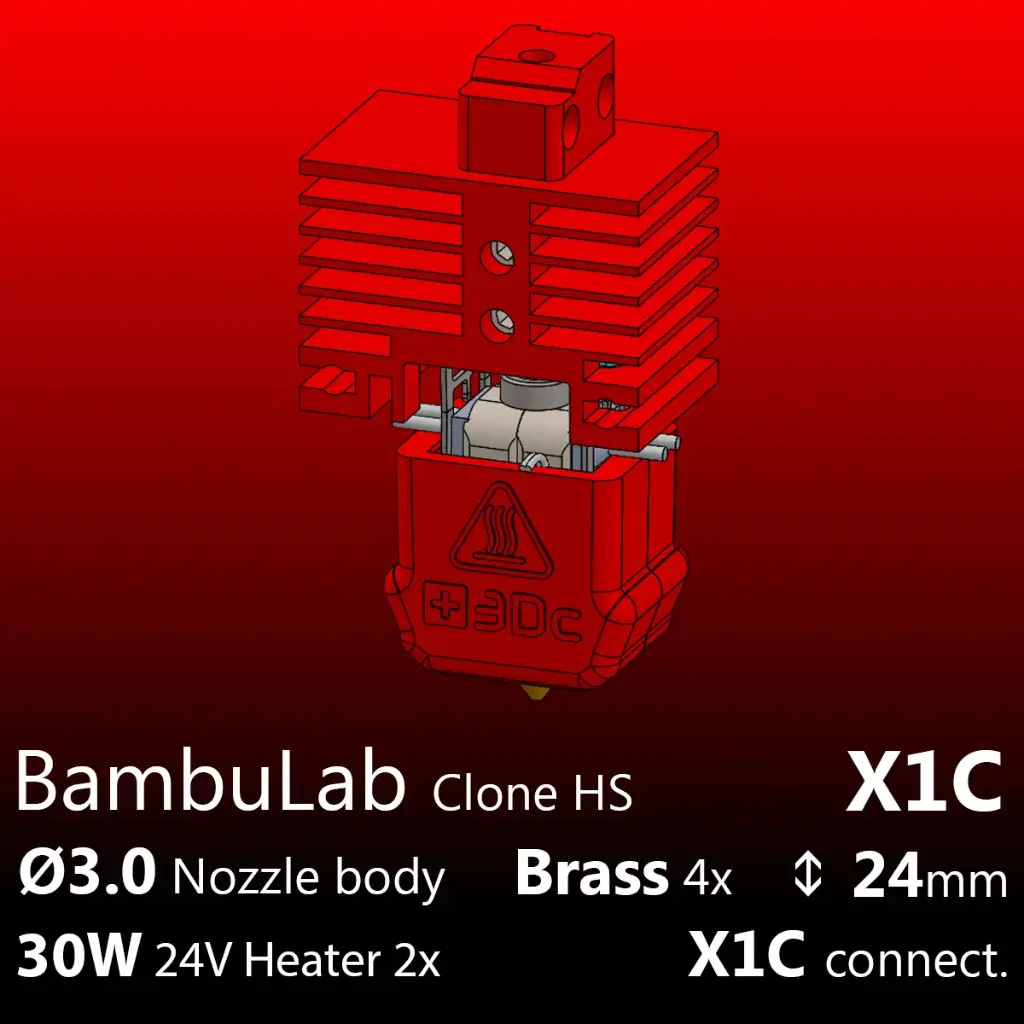 [S3DC-KIT-BLX-302430-805] Full Kit BambuLab X1C Clone, Starlex DHB D3.0x24, 2x30W