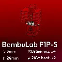 Full Kit, BambuLab P1P-P1S Clone, Starlex DHB D3.0x24 Base set, 4x Brass Nozzle set, 2x MCH 24W 24V Heaters, Thermistor
