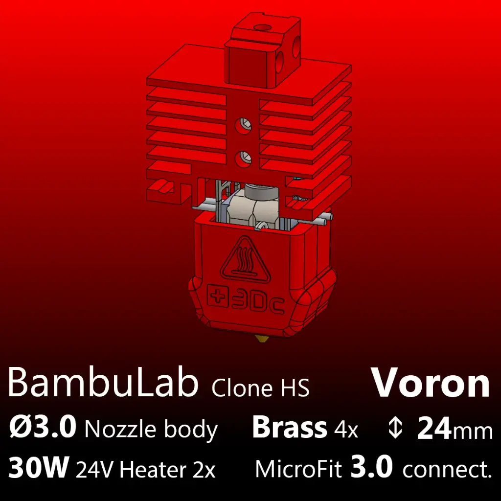 [S3DC-KIT-BLV-302430-810] Full Kit BambuLab Voron, Starlex DHB D3.0x24, 2x30W, Brass