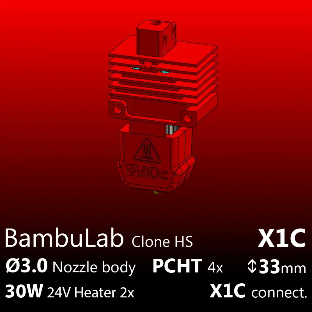 Full Kit BambuLab X1C, Starlex DHB D3.0x33 PCHT HF, 2x30W