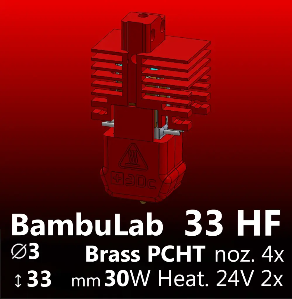Full Kit BambuLab P1P-P1S, Starlex DHB D3.0x33 PCHT, 2x30W