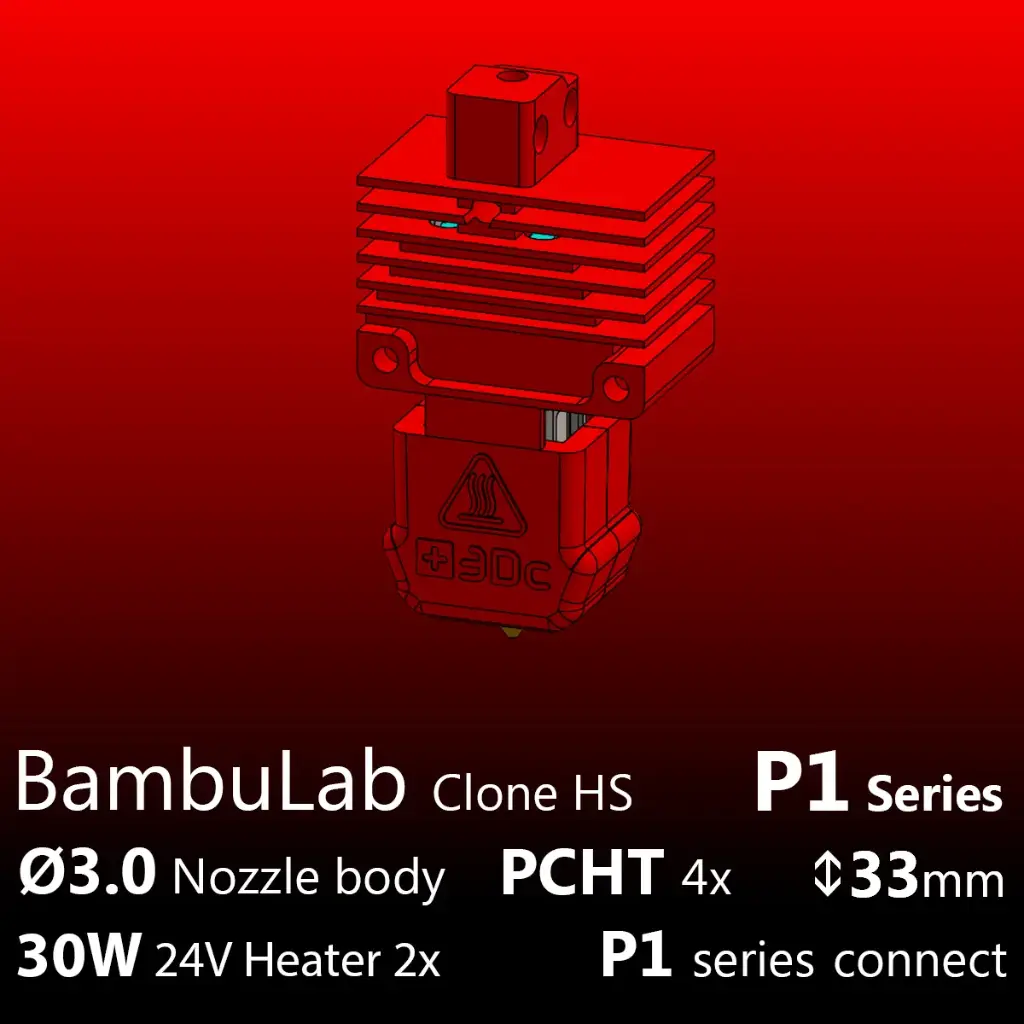 Full Kit BambuLab P1P-P1S, Starlex DHB D3.0x33 PCHT, 2x30W