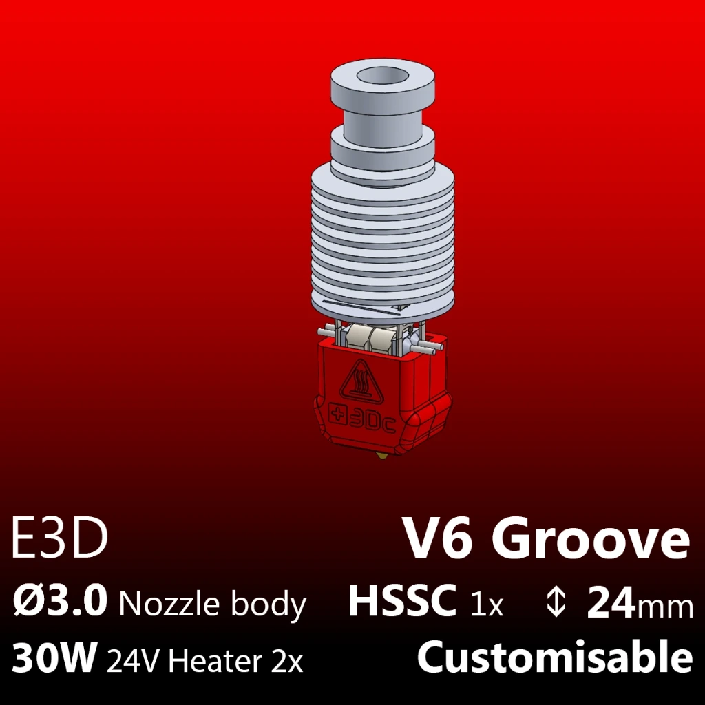 Kit personnalisable E3D V6 Groove HS, Starlex DHB D3.0x24 (JST XH2.54 Bulb, Microfit3.0, 24WxL15, Microfit3.0, 2 Microfit cables 1m)