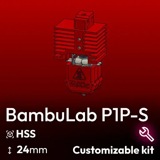Customizable Kit BambuLab P1P-P1S Clone, Starlex DHB D2.5x24 Base set, Hardened Stainless Steel Nozzle, 2x MCH 24V Heaters 24/30W, Thermistor