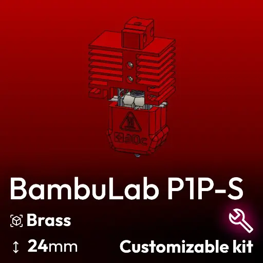 Customizable Kit  BambuLab P1P-P1S Clone, Starlex DHB D3x24 Base set, Brass Nozzle, 2x MCH 24V Heaters 24/30W, Thermistor