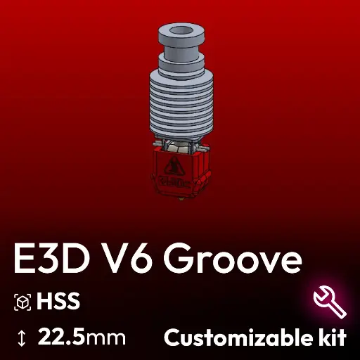 Customizable Kit E3D V6 Groove HS, Starlex DHB D2.5x22.5 Base set, HSS Nozzle, 2x MCH 24V Heaters 24/30W, Thermistor