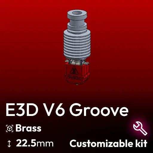 Customizable Kit E3D V6 Groove HS, Starlex DHB D3x22.5 Base set, Brass Nozzle, 2x MCH 24V Heaters 24/30W, Thermistor
