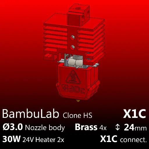 [S3DC-KIT-BLX-302430-805] Full Kit BambuLab X1C Clone, Starlex DHB D3.0x24, 2x30W