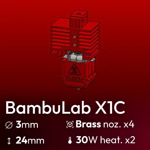 [S3DC-KIT-BLX-302430-805] Full Kit, BambuLab X1C Clone, Starlex DHB D3.0x24, 4x Brass Nozzle set, 2x MCH 30W 24V Heaters, 1x Thermistor NTC 100K 3950
