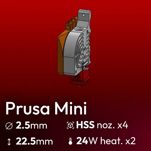 [S3DC-KIT-PRUMI-252224-856] Full Kit, Prusa Mini Starlex DHB D2.5x22.5 base set, 4x HSS Nozzle Set, 2x MCH Heater 24W 24V Microfit 3.0, 1x Thermistor NTC 100K 3950 Microfit 3.0