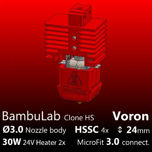 [S3DC-KIT-BLV-302430-811] Full Kit BambuLab Voron, Starlex DHB D3.0x24, 2x30W