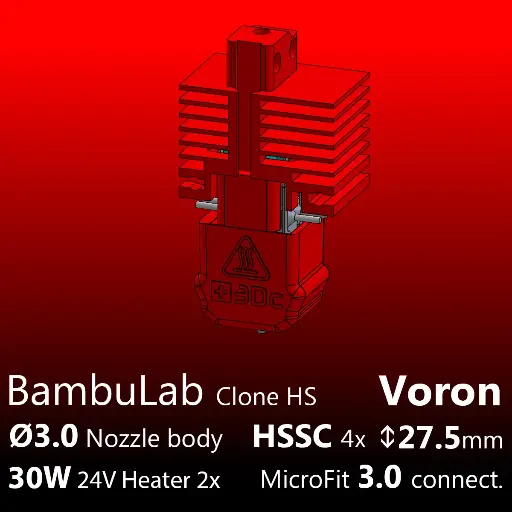 [S3DC-KIT-BLV-302730-812] Full Kit BambuLab Voron, Starlex DHB D3.0x27.5, 2x30W, HSSC