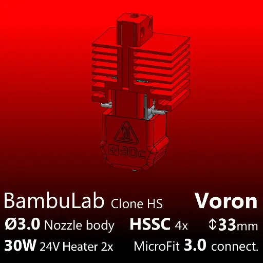 [S3DC-KIT-BLV-303330-814] Full Kit BambuLab Voron, Starlex DHB D3.0x33, 2x30W