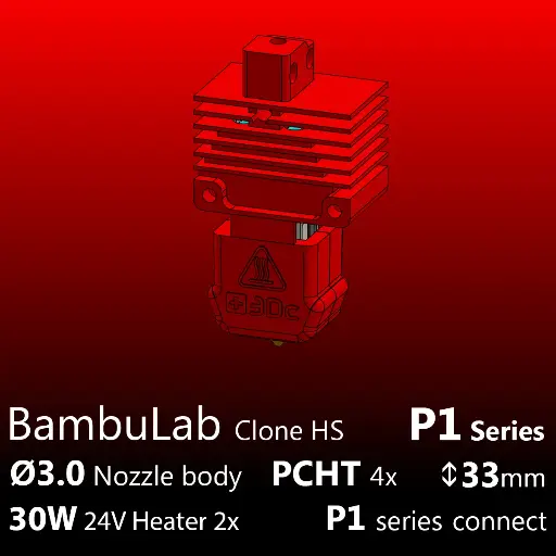 [S3DC-KIT-BLP-HF-303330-815] Full Kit BambuLab P1P-P1S, Starlex DHB D3.0x33 PCHT, 2x30W