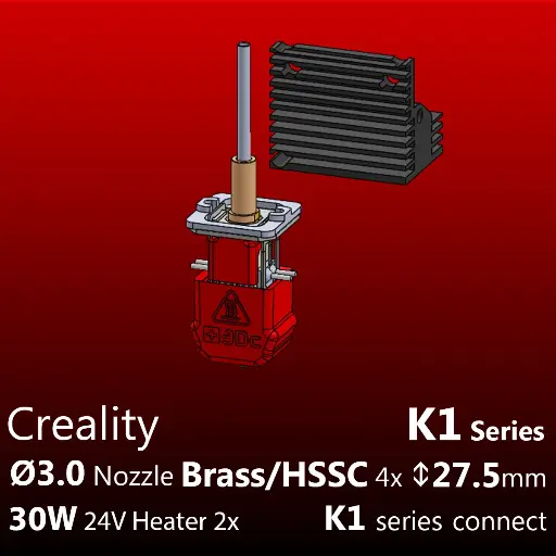 Full Kit, Creality K1 series Starlex DHB D3.0x27.5, 2x30W, Brass / HSSC
